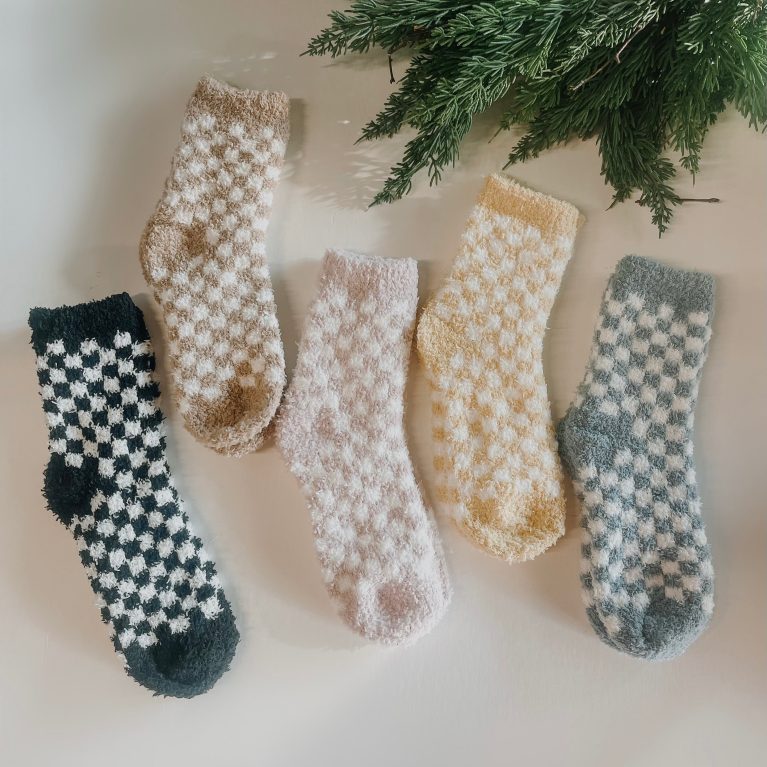 Checkered Fuzzy Socks