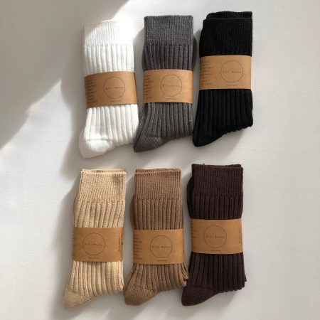 Ribbed Cotton High Socks